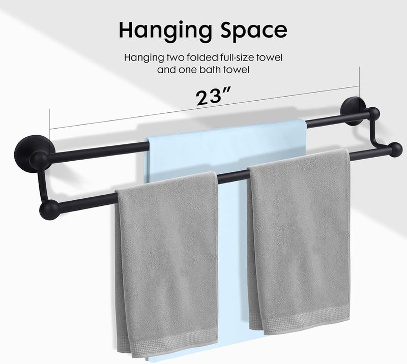 Ntipox Antique 24 Inch Bathroom Double Towel Bar Matte Black,Towel Racks for Bathroom Wall Mounted,Bathroom Towel Holder Black,Two Towel Rod Hanger for Hotel - Image 4